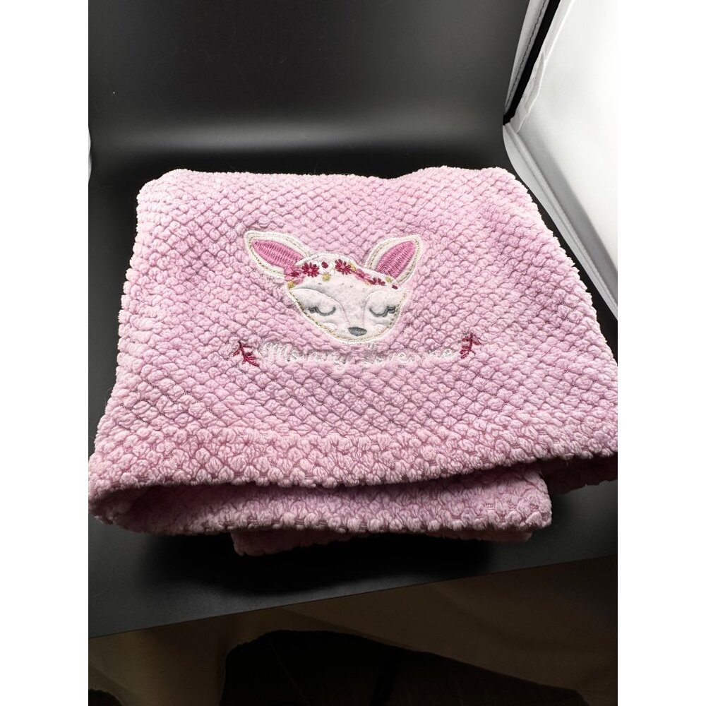 Zak & Zoey Waffle Weave Purple Pink Mommy Loves Me Deer Baby Security Blanke
